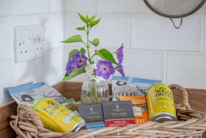 A welcome hamper in the kitchen at High Moor Cottage, Yorkshire