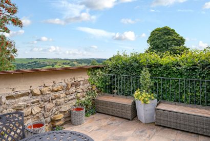 The private patio at High Moor Cottage, Yorkshire