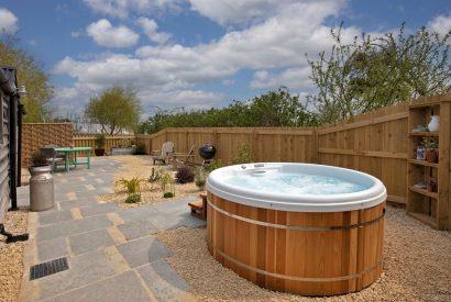 The hot tub at Windmill Flower Barn, Somerset
