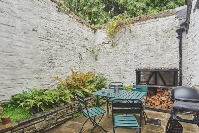 The outdoor courtyard at Hay Market House, Powys