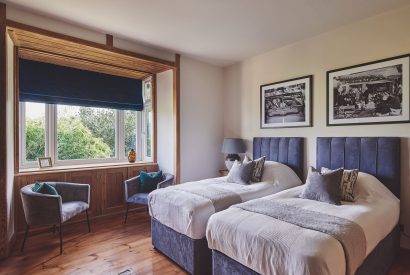 A twin bedroom at The Old Vicarage, Lake District