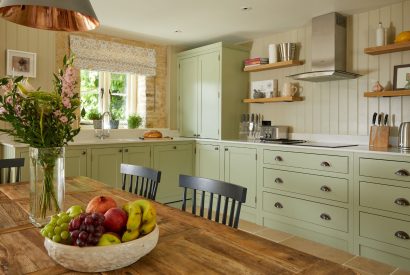 The dining kitchen at The Barn at Ampneyfield, Gloucestershire