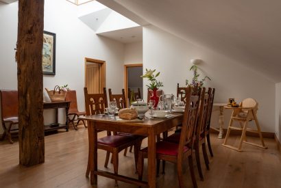 The dining table at Hawkins Loft, Kingham, Cotaswolds