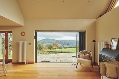 The living room with countryside view at Drovers Rest, Shropshire