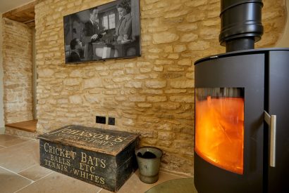 The log burner at Orchard Stable, Cotswolds