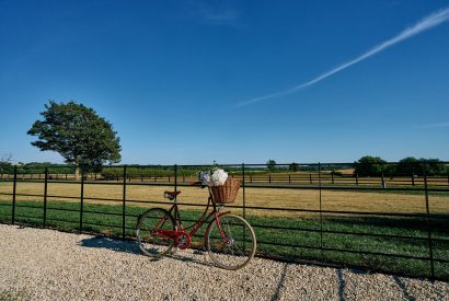 Rolling countryside views and the Pashley Bicycle at The Blended Barn, Cotswolds