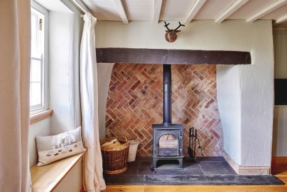 The log burner at Orchard Cottage, Anglesey