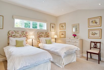 A twin bedroom at Hockham Grange, Norfolk Coast