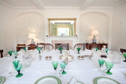 The formal dining room at Hockham Grange, Norfolk Coast