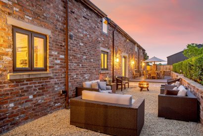The outdoor space at Skyfall, Cheshire
