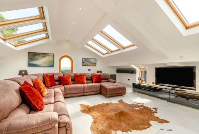 The living room at Skyfall, Cheshire