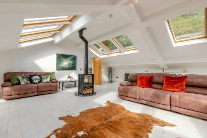 The living room at Skyfall, Cheshire