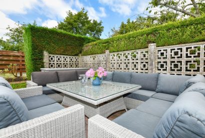 The outdoor dining area at Plas Newydd, Llyn Peninsula