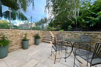 The terrace at Willow Cottage, Cotswolds