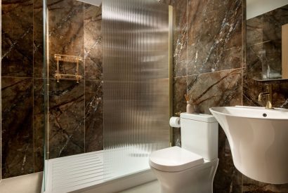 A shower room at Sunset Retreat, Kent