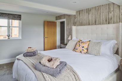 A king size bedroom at Sandy Hill Farm, Staffordshire