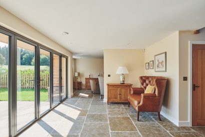 The patio doors at The Byre, Welsh Borders