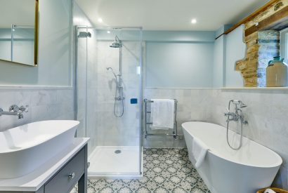 A bathroom at The Barn at Ampneyfield, Gloucestershire