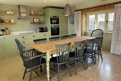 The dining kitchen at The Barn at Ampneyfield, Gloucestershire