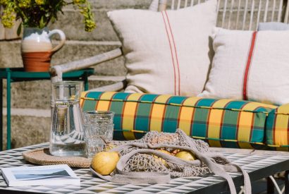 Outdoor seating area at Campion Barn, Bude, Cornwall