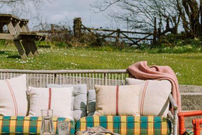 Outdoor seating area at Campion Barn, Bude, Cornwall