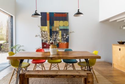 The dining space at Campion Barn, Bude, Cornwall