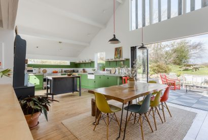 The kitchen dining room at Campion Barn, Bude, Cornwall