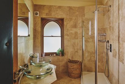 The shower room at Stargazer, Malvern Hills