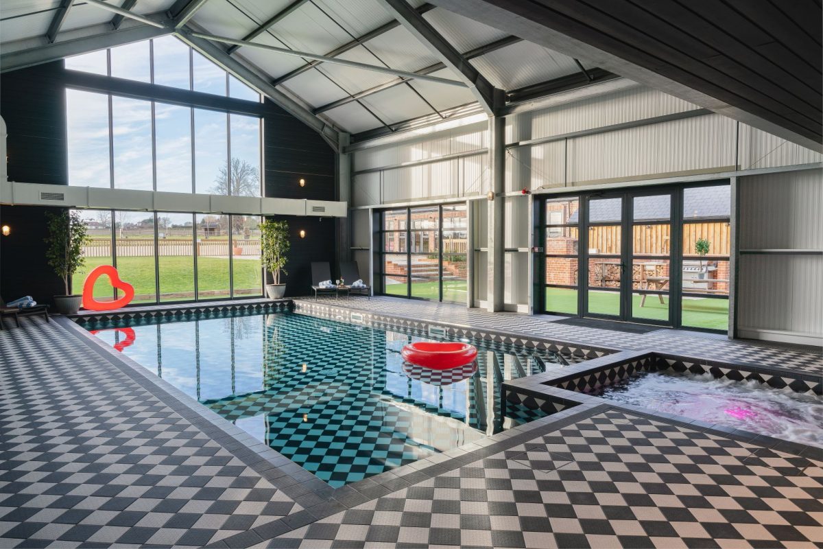 The indoor swimming pool at The Pool house, Chapmanslade, Wiltshire