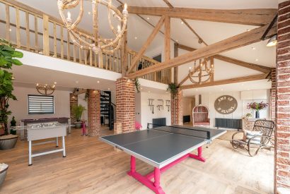 The games area at The Pool house, Chapmanslade, Wiltshire