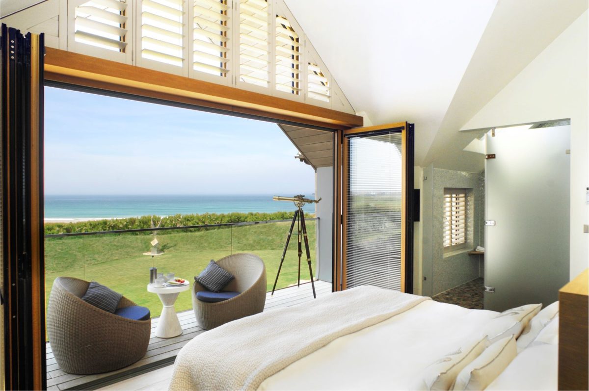 A king size bedroom at Ocean View, Cornwall