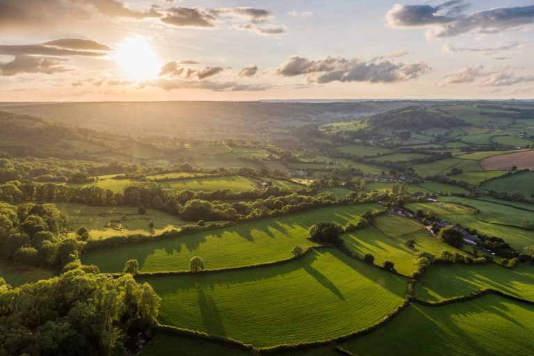 Aerial view of Lady Emily's Flat, Yorkshire Dales