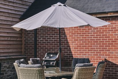 The outdoor dining table at The Byre, Welsh Borders