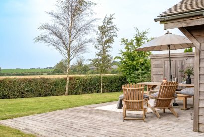 The outdoor patio at Fell Lodge, Lancashire 