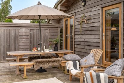 The outdoor patio at Fell Lodge, Lancashire 