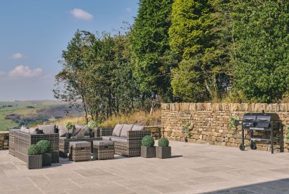 Outdoor seating at Rye Top Farm, Uppermill, Peak District