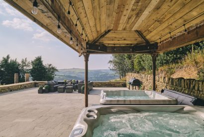 The hot tubs at Rye Top Farm, Uppermill, Peak District