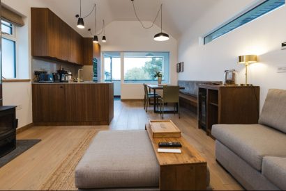 Open plan living space at Potter's Cottage, Roundstone, Galway