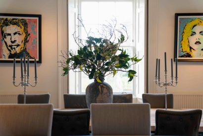 The dining table at Meadfoot Manor, Torquay, Devon