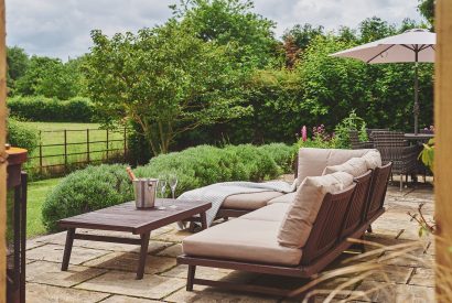 The outdoor dining area at Apple Tree Cottage, Cotswolds