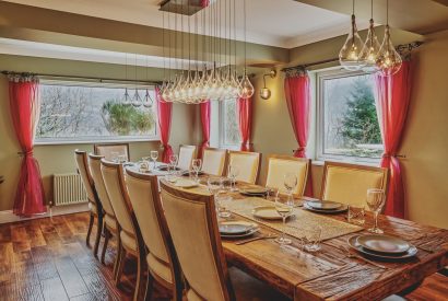 The dining room at Loch Ness Mansion, Scottish Highlands