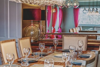 The dining room at Loch Ness Mansion, Scottish Highlands