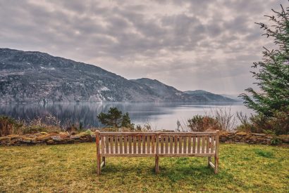 The view over the loch at Loch Ness Mansion, Scottish Highlands