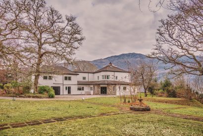 The exterior of Loch Ness Mansion, Scottish Highlands