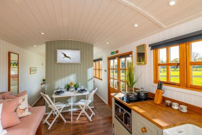 The dining space at The Shepherd's Retreat, Worcestershire