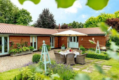 Outdoor dining at Hockham Grange, Norfolk Coast