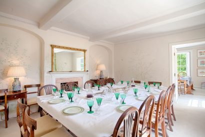 The formal dining room at Hockham Grange, Norfolk Coast