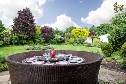 Outdoor dining at Hockham Grange, Norfolk Coast