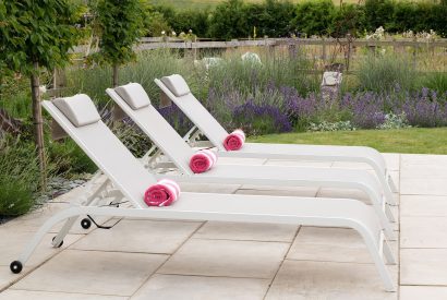 Sun loungers at Bix Cottage, Chiltern Hills