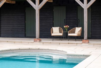 The pool area at Bix Cottage, Chiltern Hills